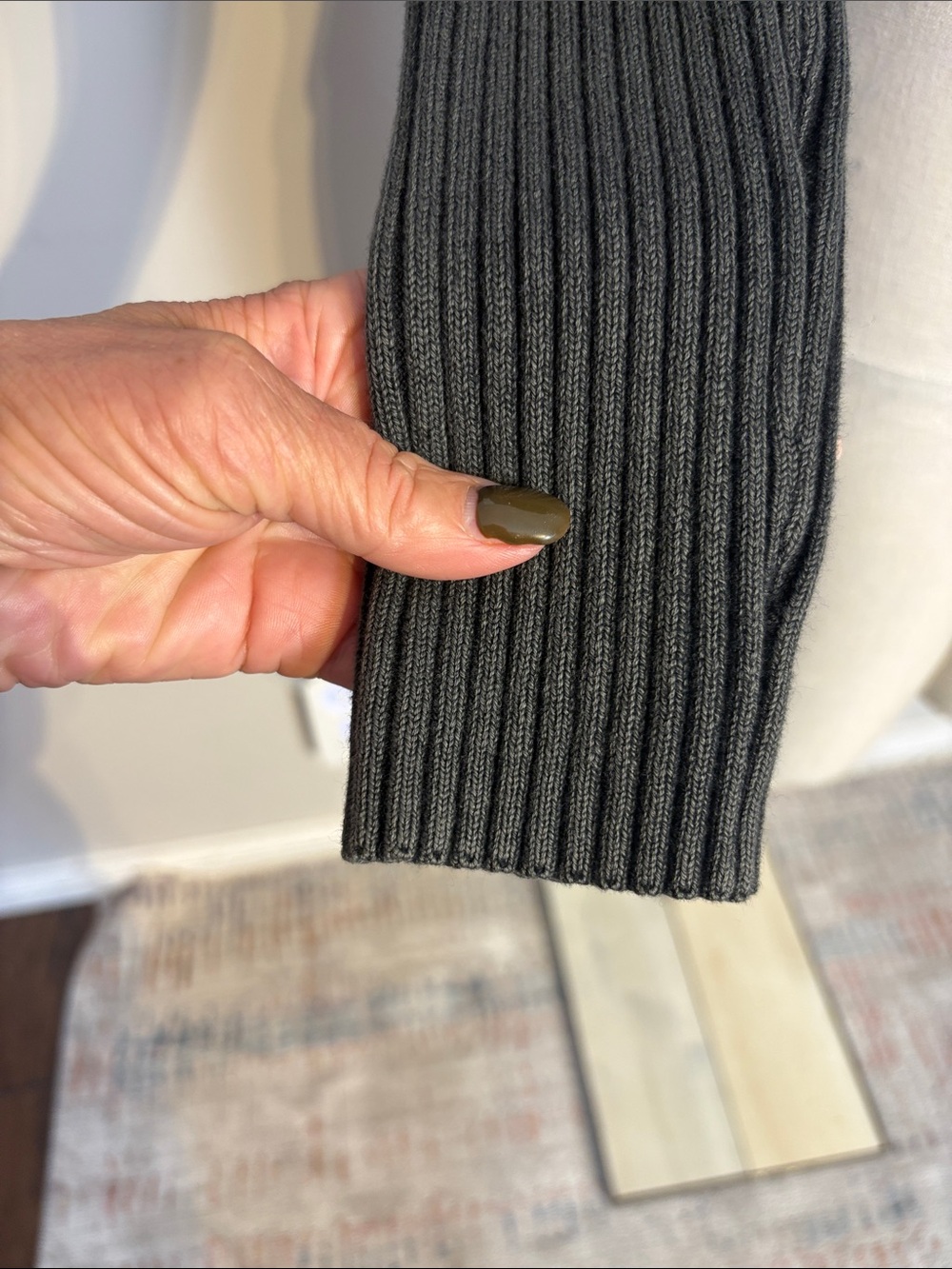 GAP Ribbed V-Neck Button-Front Cardigan - Black - Picture 4 of 8
